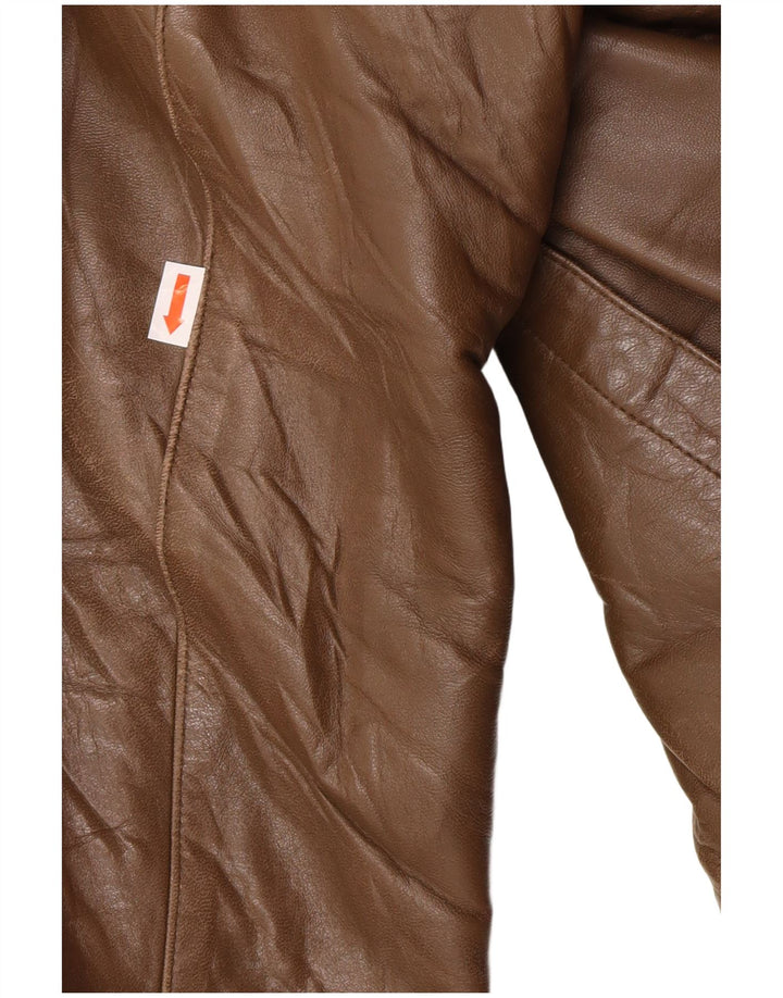 VINTAGE Mens Leather Jacket IT 50 Large Brown Leather