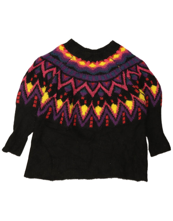 Damski sweter oversize z dekoltem w łódkę Zara UK 16 Large Black Fair Isle