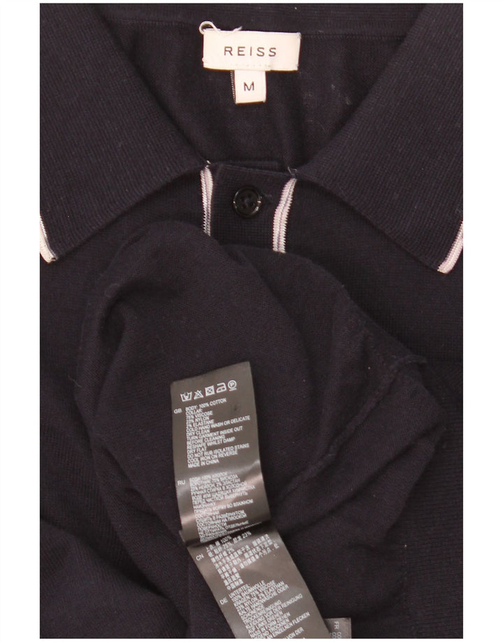 Męski sweter polo REISS, średni granatowy, bawełniany