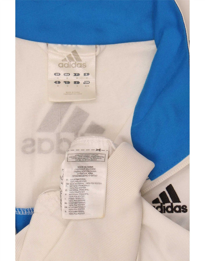 Adidas Męska bluza dresowa z grafiką, średnia biała, poliestrowa z blokami kolorów