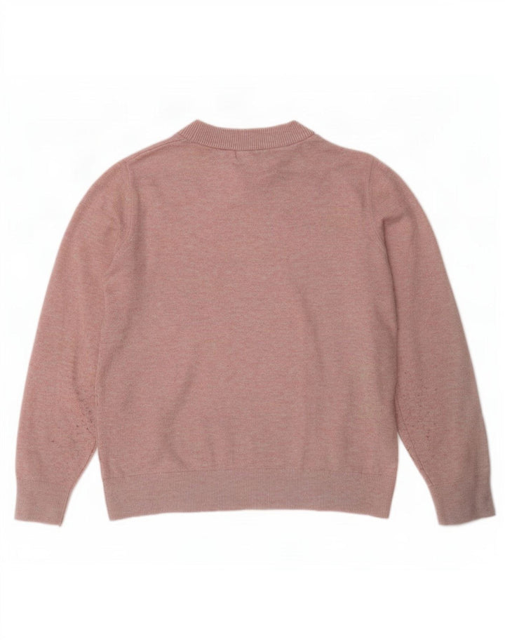 Marks & Spencer Damski sweter z okrągłym dekoltem, UK 10, mały, różowy poliester
