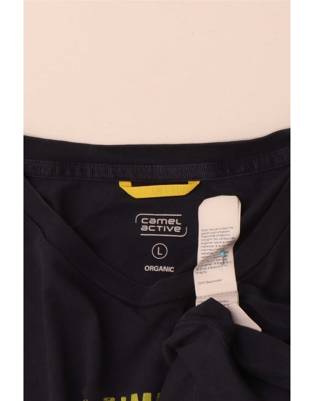 Camel Active Męski T-shirt z grafiką, duży, granatowy, bawełniany