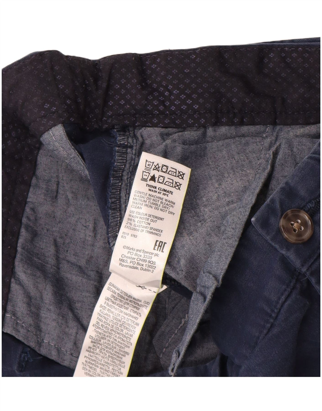 Marks & Spencer Męskie proste spodnie chino W40 L33 granatowe