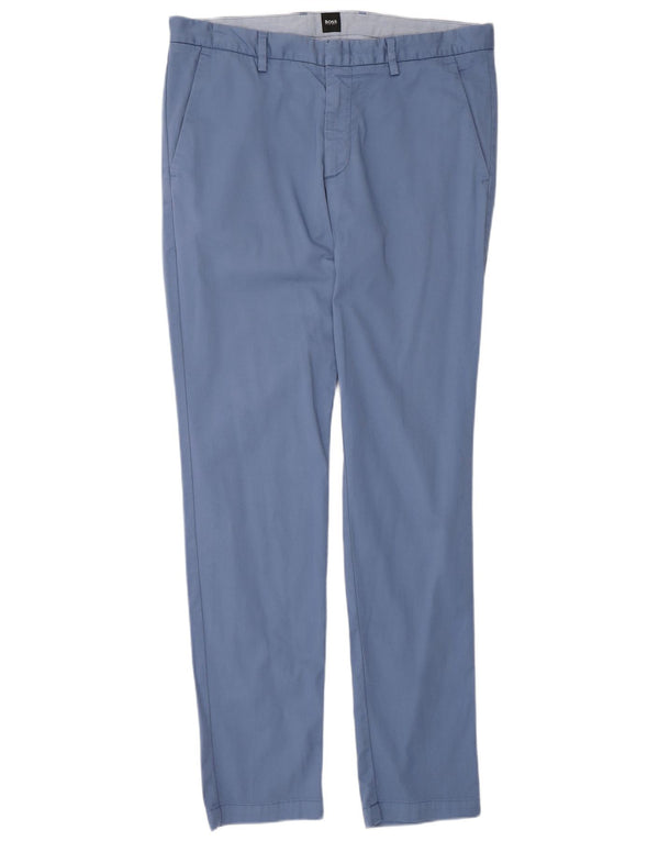 Męskie spodnie typu slim chino Hugo Boss W32 L32 niebieska bawełna