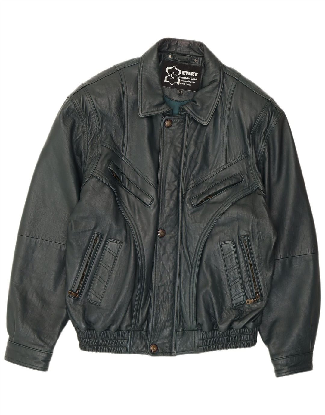 Męska kurtka skórzana VINTAGE EU 56 3XL Zielona skóra