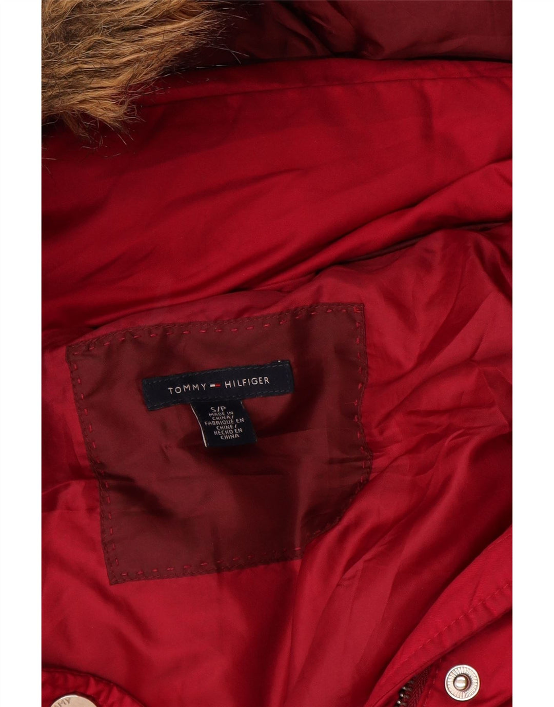 Damska ocieplana kurtka z kapturem Tommy Hilfiger UK 10, mały, różowy poliester