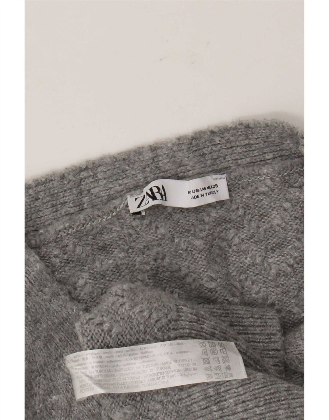 Sweter damski Zara Crop Cardigan UK 14 Średni szary akryl