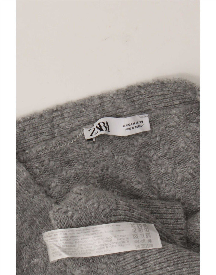 Sweter damski Zara Crop Cardigan UK 14 Średni szary akryl