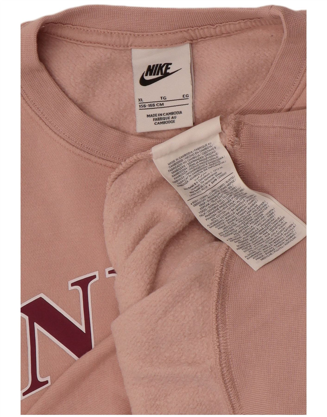 Dziewczęca bluza oversize z grafiką NIKE Oversize 13-14 lat XL, różowa, bawełniana