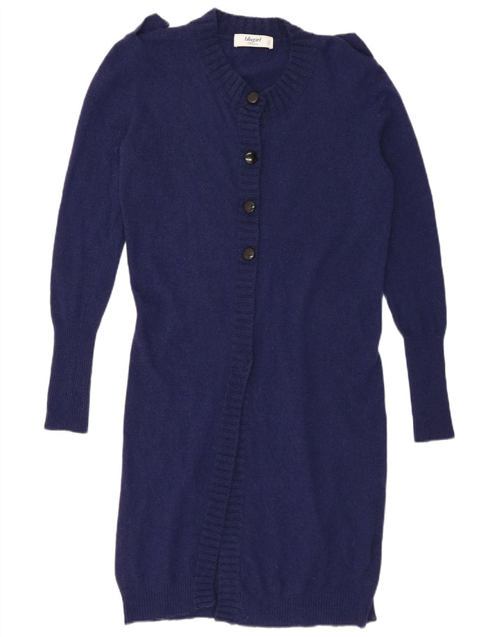 Sweter damski o przedłużonym kroju w stylu vintage IT 44 Średni granatowy wełniany