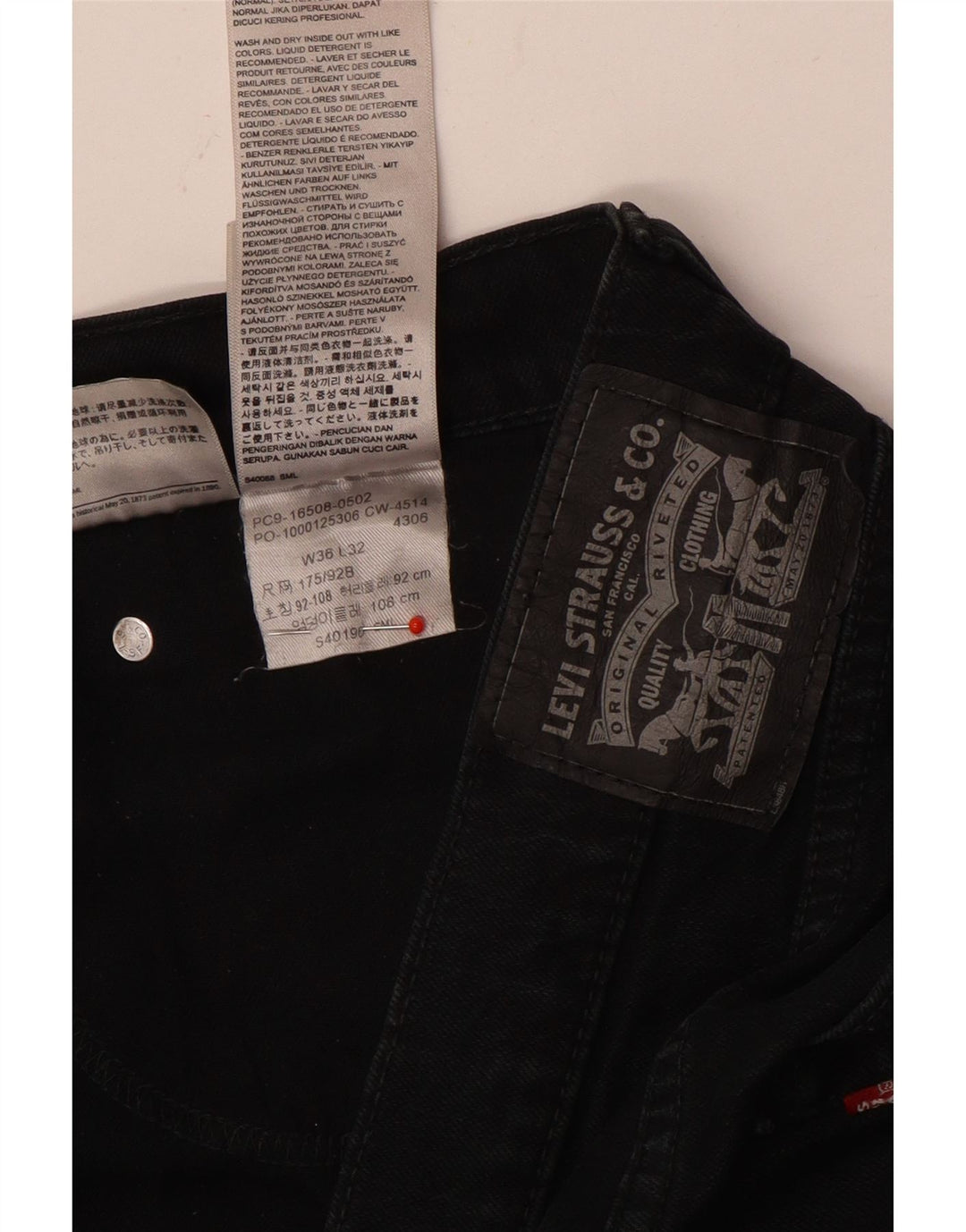 Męskie jeansy Levi's W36 L32 Czarne bawełniane