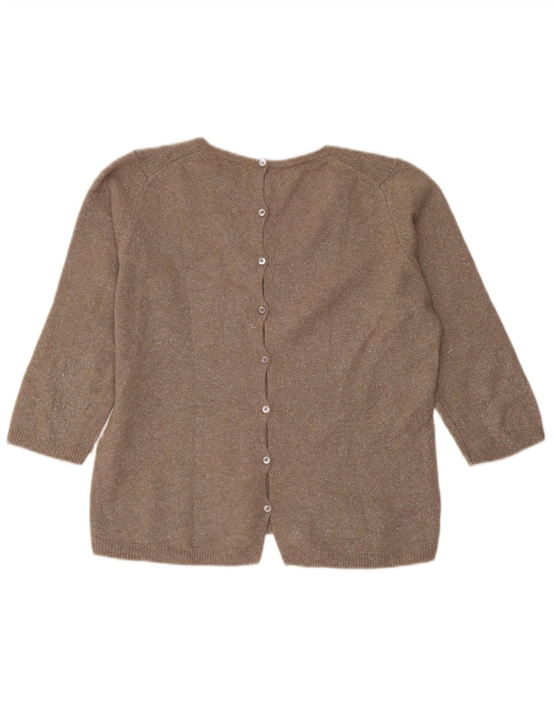 Sweter damski Massimo Dutti z rękawem 3/4 i dekoltem w kształcie litery V, UK 14, średni brąz