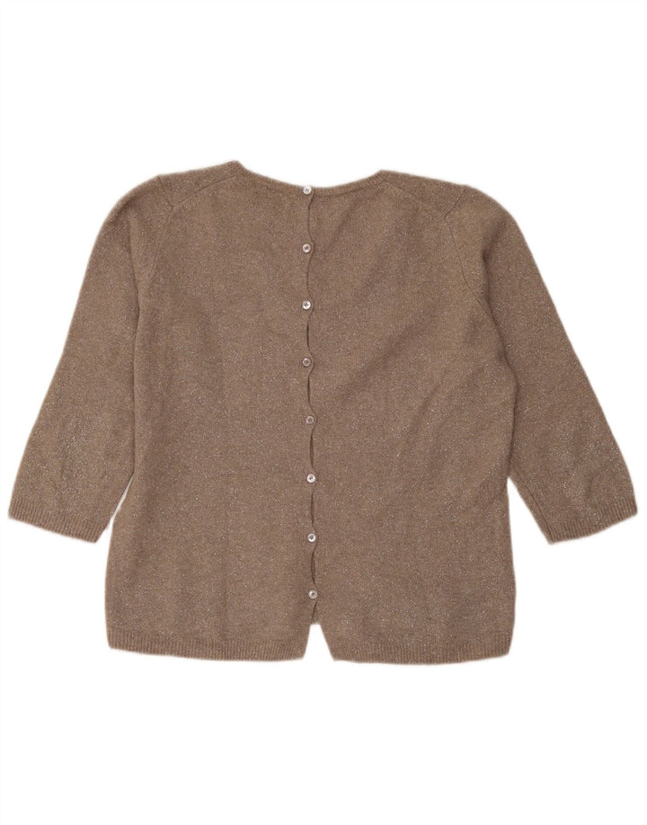 Sweter damski Massimo Dutti z rękawem 3/4 i dekoltem w kształcie litery V, UK 14, średni brąz