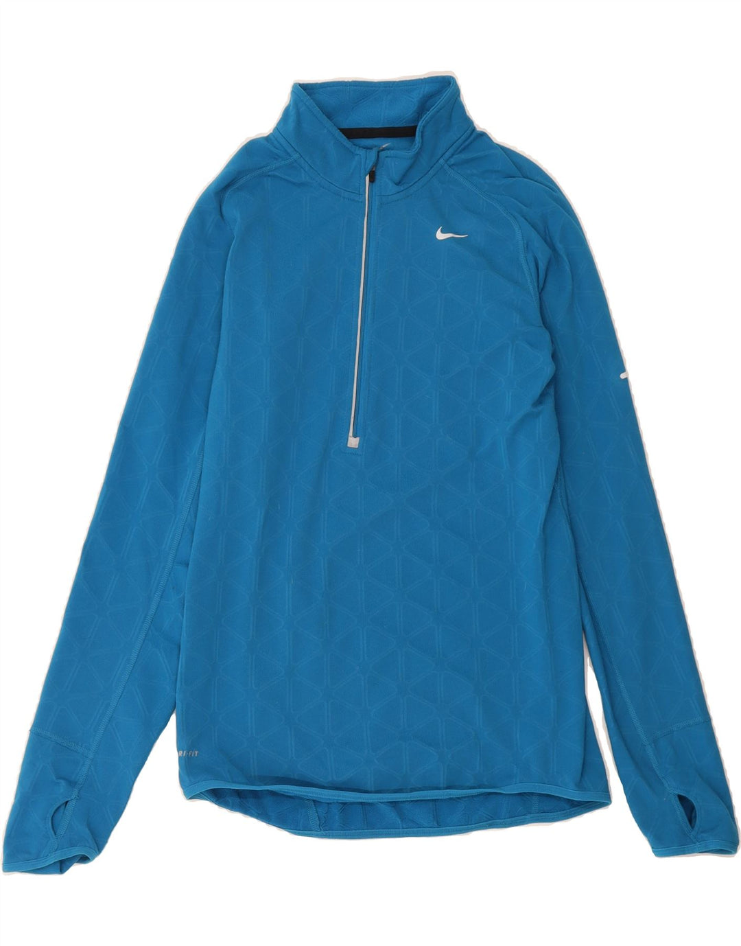 NIKE Womens Dri Fit Pullover Tracksuit Top UK 10 Small Blue Geometric Vintage Nike and Second-Hand Nike from Messina Hembry 