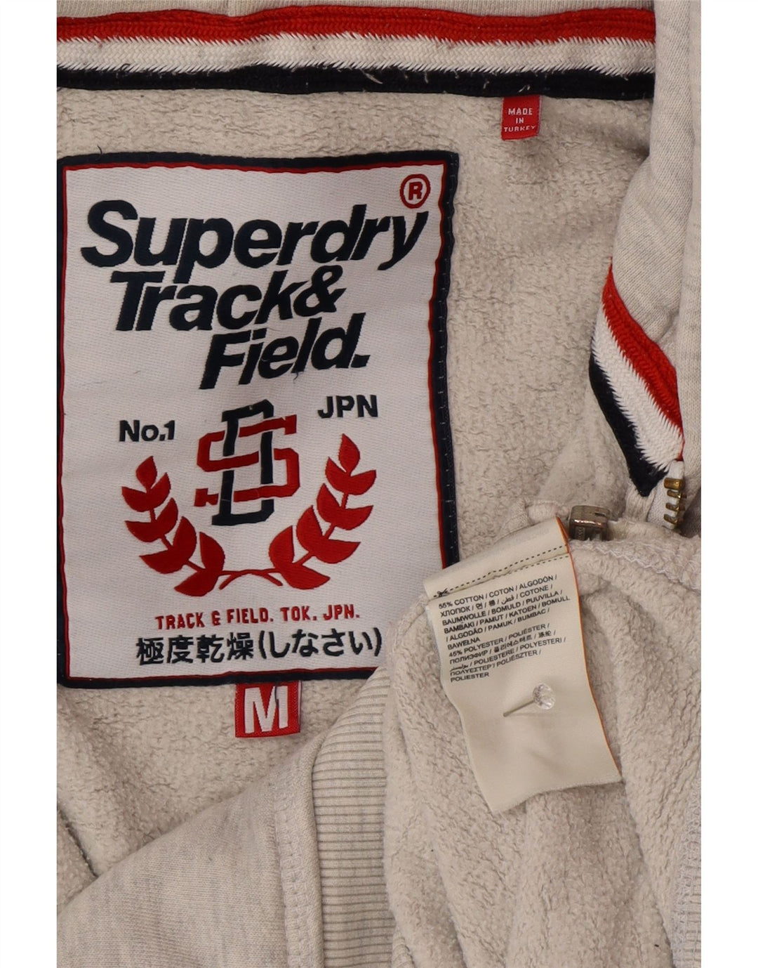 Damski sweter z kapturem i zamkiem Superdry, UK 14, średnioszary, bawełniany