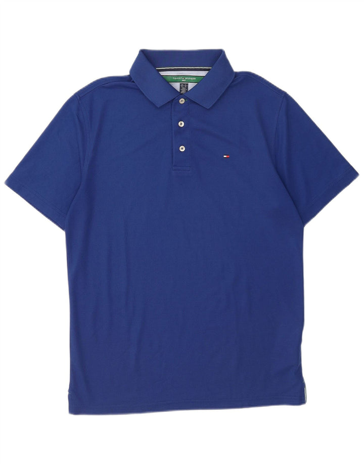 Męska koszulka polo do golfa Tommy Hilfiger w kolorze średnioniebieskim, z poliestru