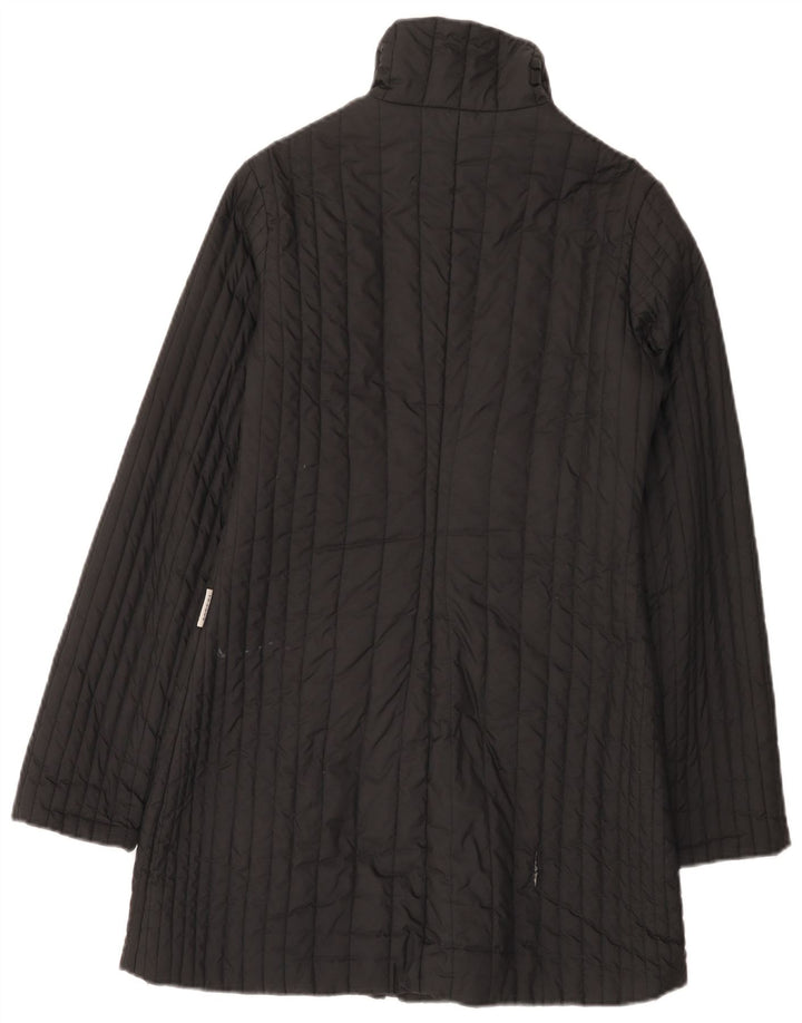 Vintage damski płaszcz ocieplany UK 10, mały, czarny poliester