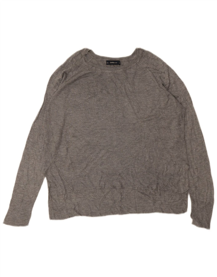 Sweter damski Zara z dekoltem w łódkę UK 14, średni szary