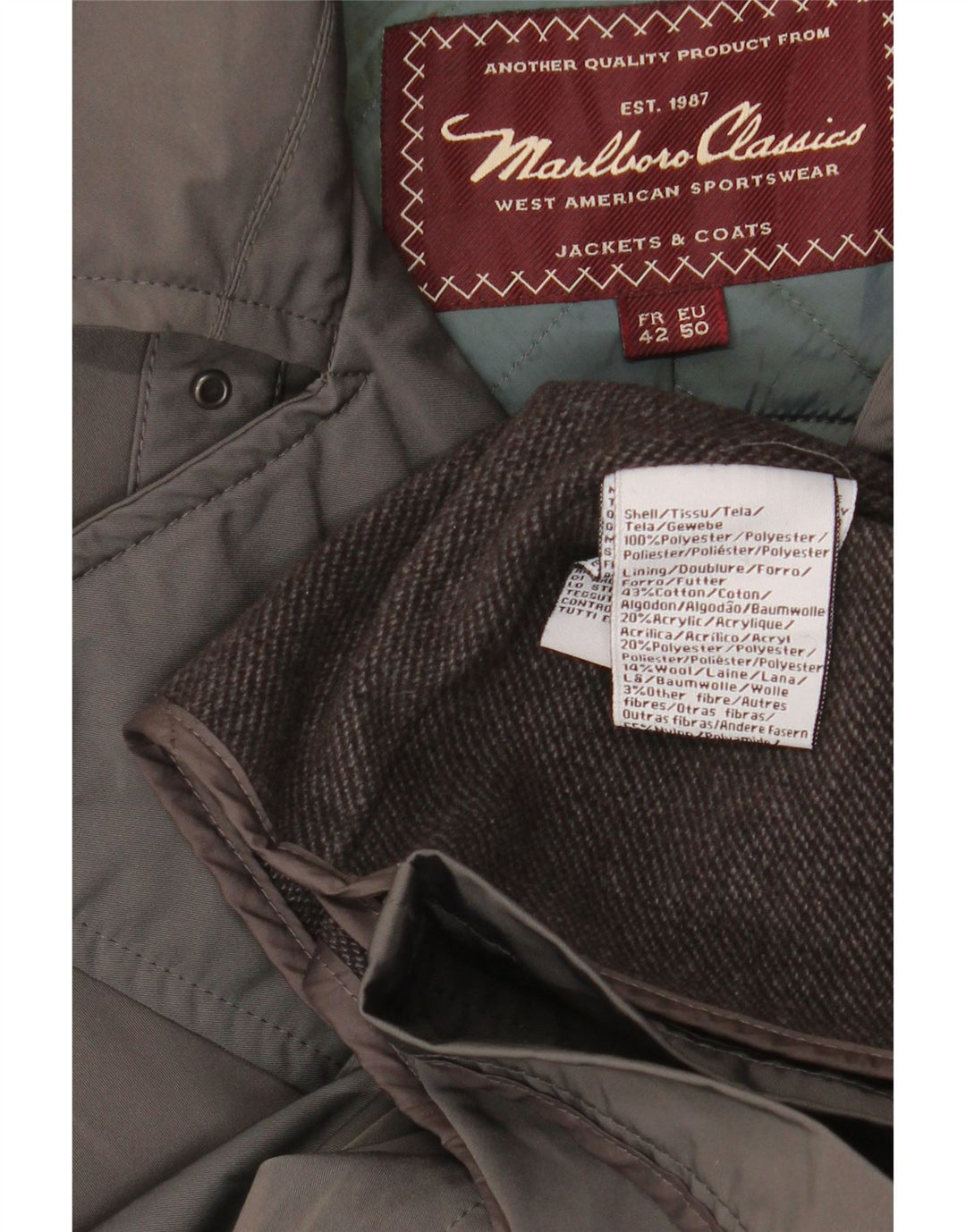 Marlboro Classics Damski trencz EU 50, duży, szary poliester