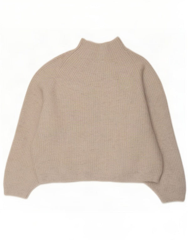 Topshop Damski sweter z golfem i rękawem 3/4 UK 10 Small Beige