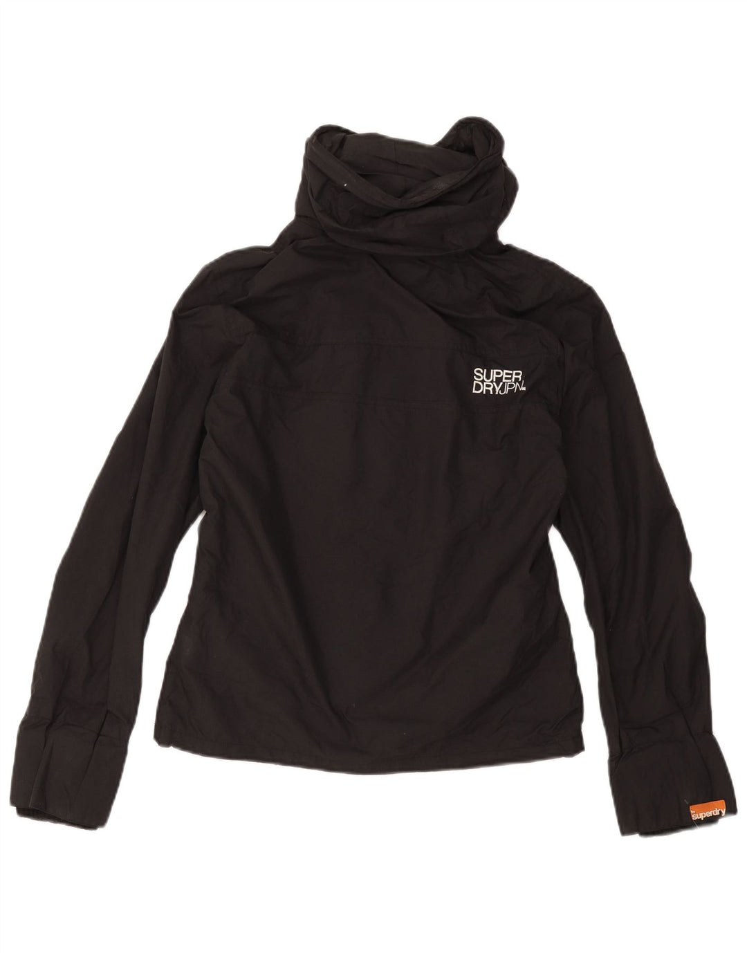 SUPERDRY Damska kurtka przeciwdeszczowa z kapturem i grafiką UK 14, średni czarny nylon
