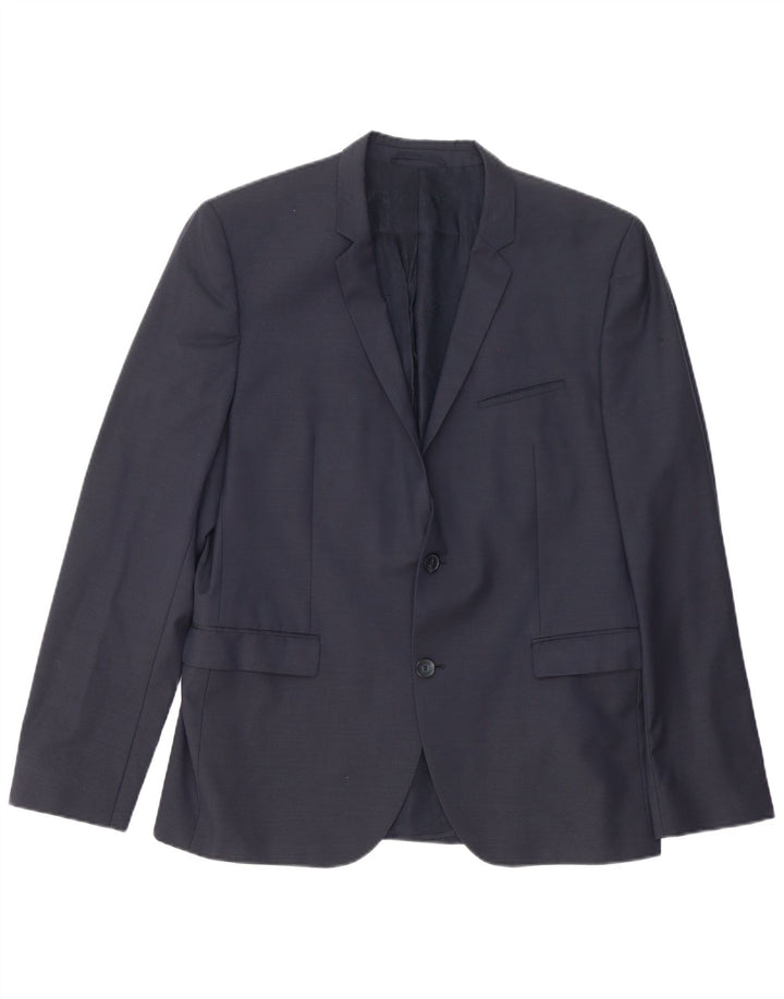 Męska marynarka zapinana na 2 guziki Hugo Boss UK 54 2XL Granatowa wełna