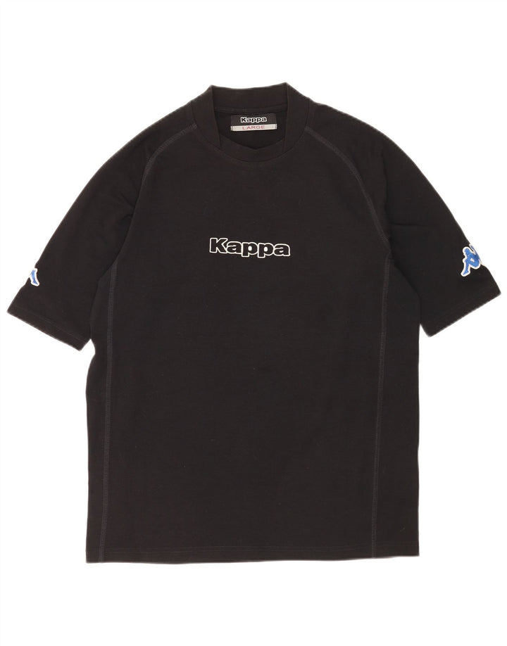 Męski T-shirt z grafiką Kappa, duży, czarny poliester