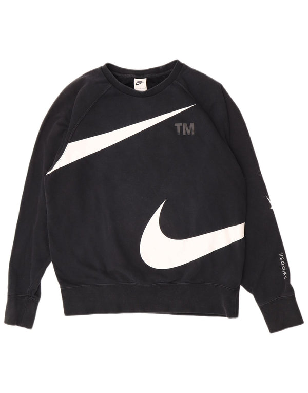 Męska bluza Nike Swoosh z grafiką, średnia czarna, bawełniana
