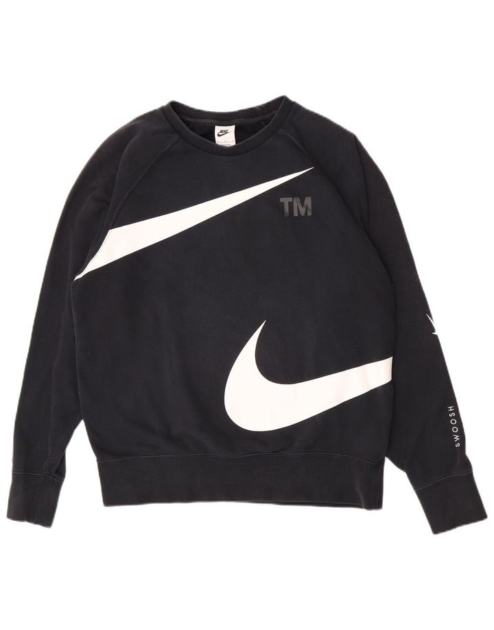 Męska bluza Nike Swoosh z grafiką, średnia czarna, bawełniana