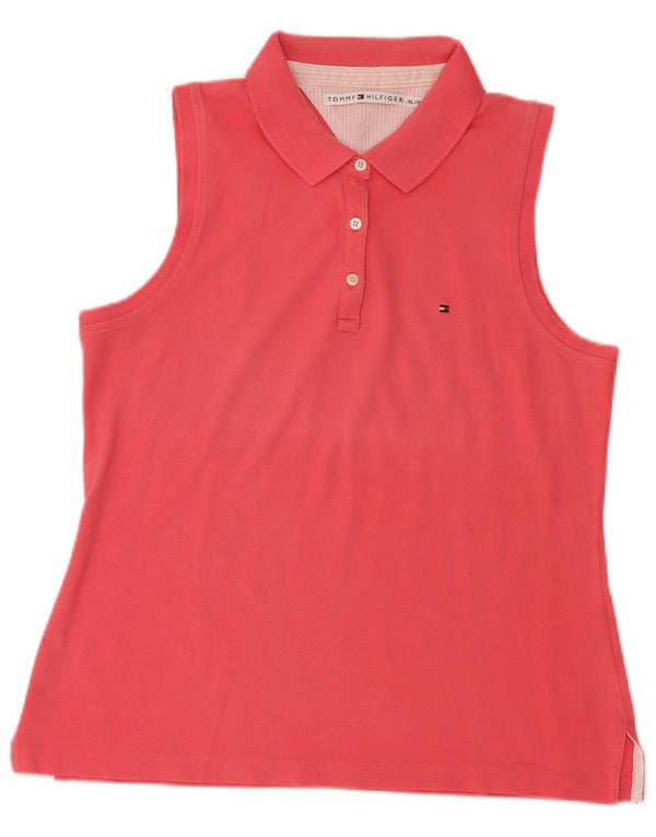 Damska koszulka polo bez rękawów Tommy Hilfiger UK 18 XL, różowa bawełna