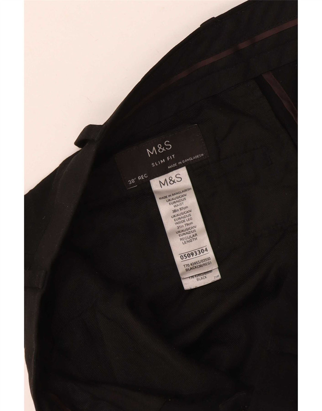 Marks & Spencer Męskie spodnie garniturowe slim fit W38 L28 Czarny poliester