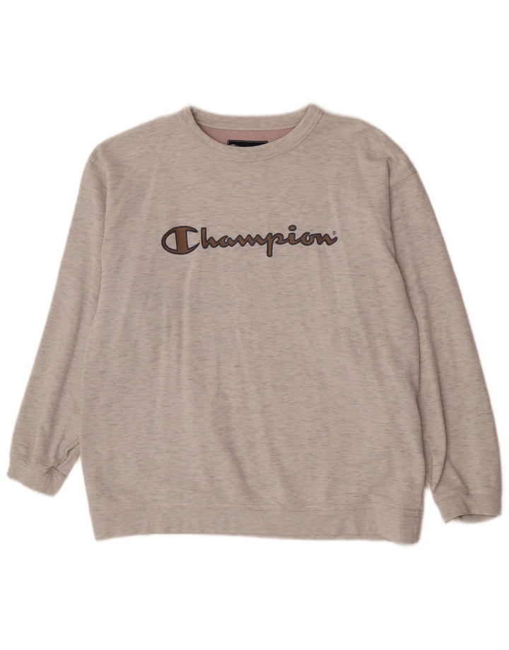 Męska bluza Champion z grafiką, duża, szara, nakrapiana bawełna