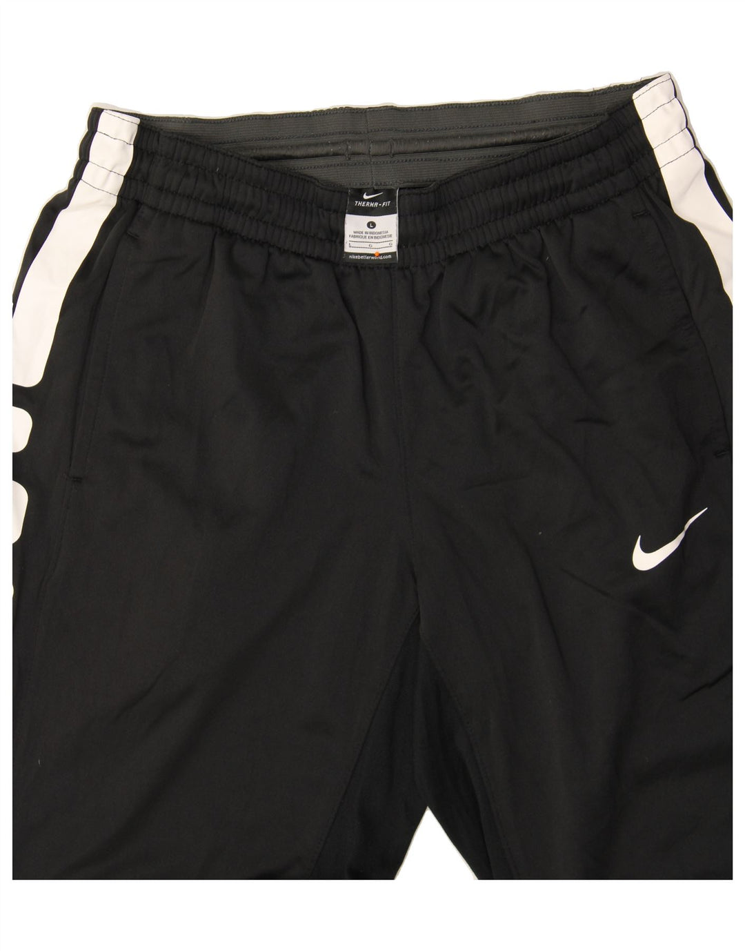 Męskie spodnie dresowe NIKE Therma-Fit, duży, czarny poliester z blokami kolorów