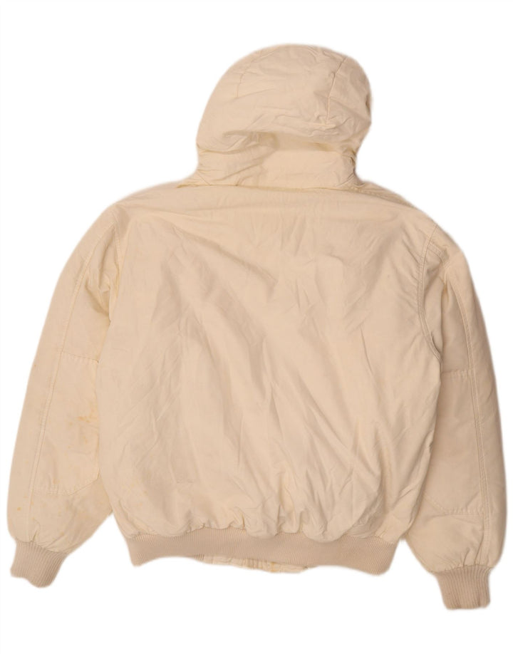 Męska ocieplana kurtka z kapturem Woolrich UK 40, duża, z białej bawełny
