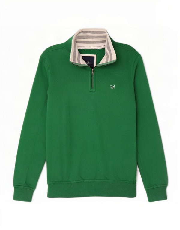 Crew Clothing Męska bluza z zamkiem błyskawicznym, sweter XS, zielona bawełna