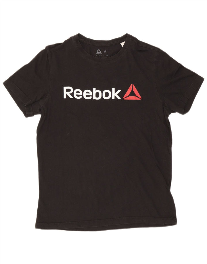 Męska koszulka z grafiką Reebok Top, średnia czarna, bawełniana