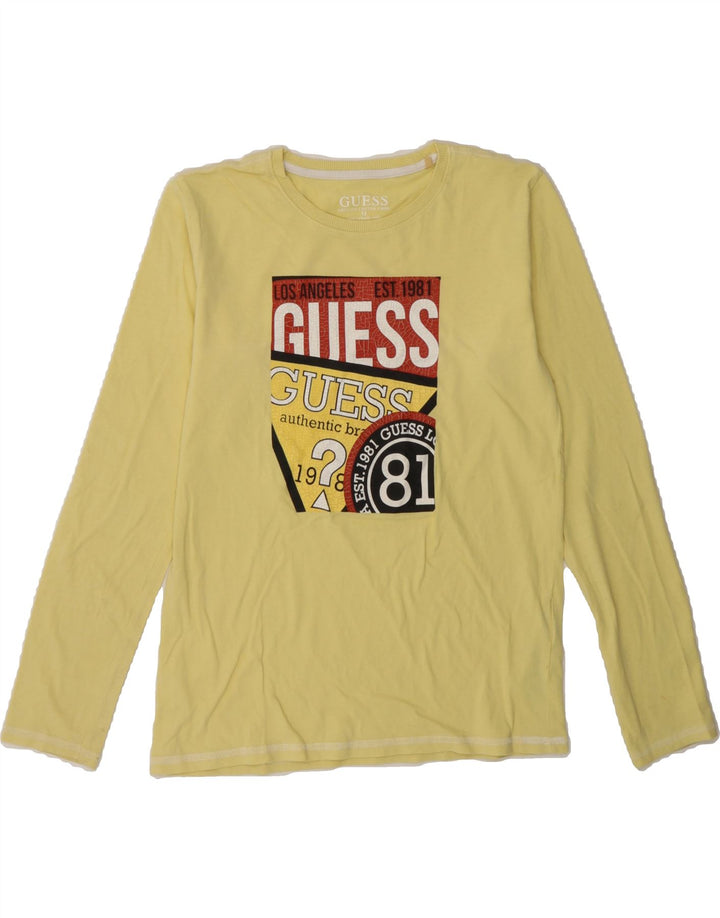GUESS Boys Graphic Top Long Sleeve 11-12 Years Yellow Cotton Vintage Guess and Second-Hand Guess from Messina Hembry 