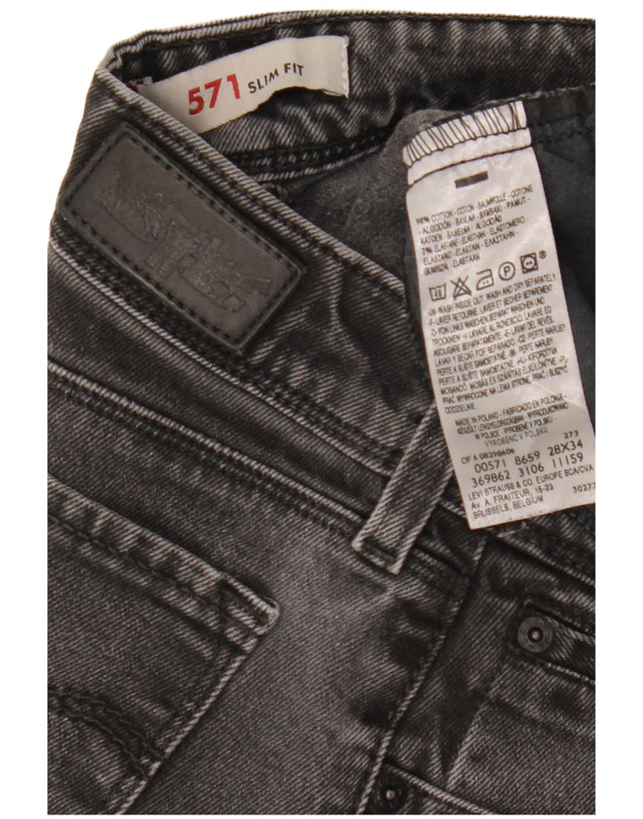 Damskie jeansy Levi's 571 Slim W28 L34 Czarna bawełna