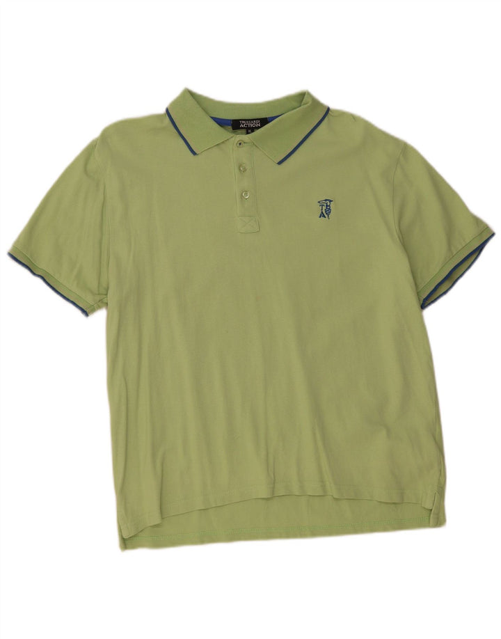 TRUSSARDI Mens Polo Shirt XL Green Cotton