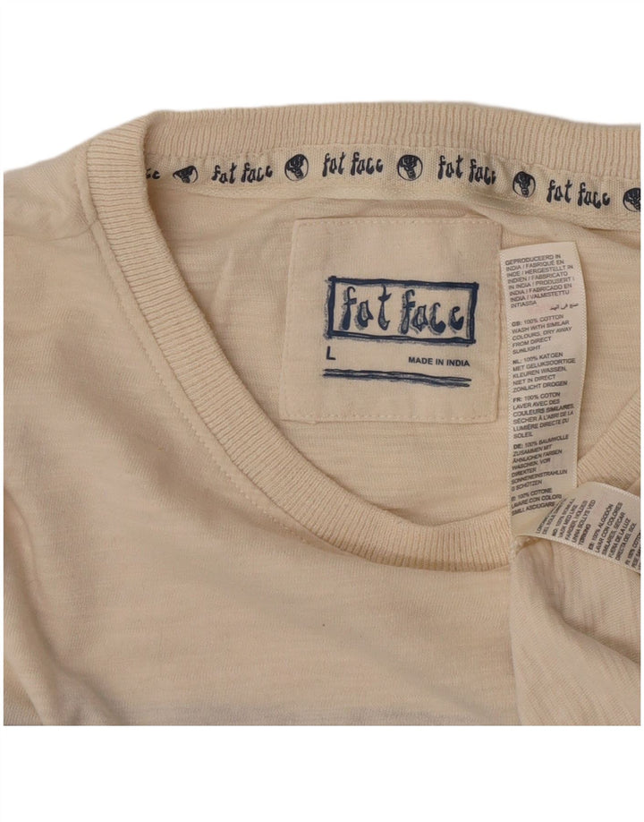 T-shirt męski Fat Face, duży, beżowy, bawełniany blok kolorów