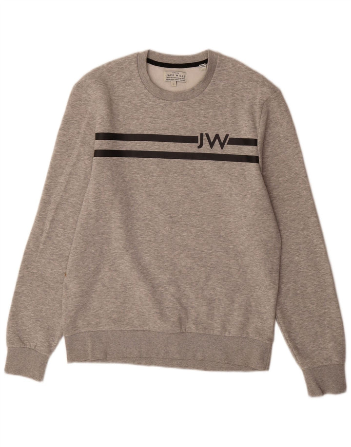 Męska bluza z grafiką JACK WILLS, mała, szara, bawełniana