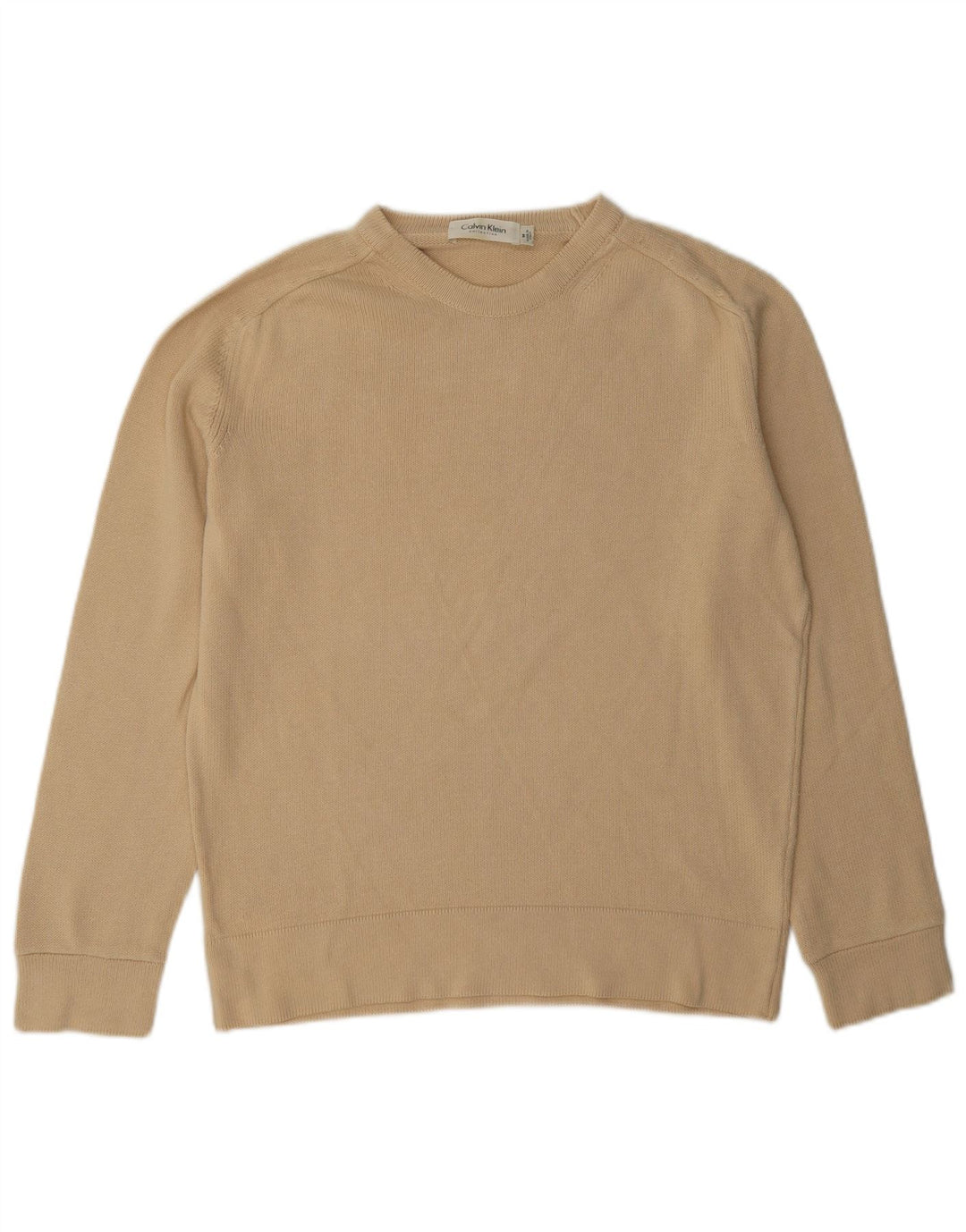 Damski sweter Calvin Klein o regularnym kroju z okrągłym dekoltem, UK 12, średni beż
