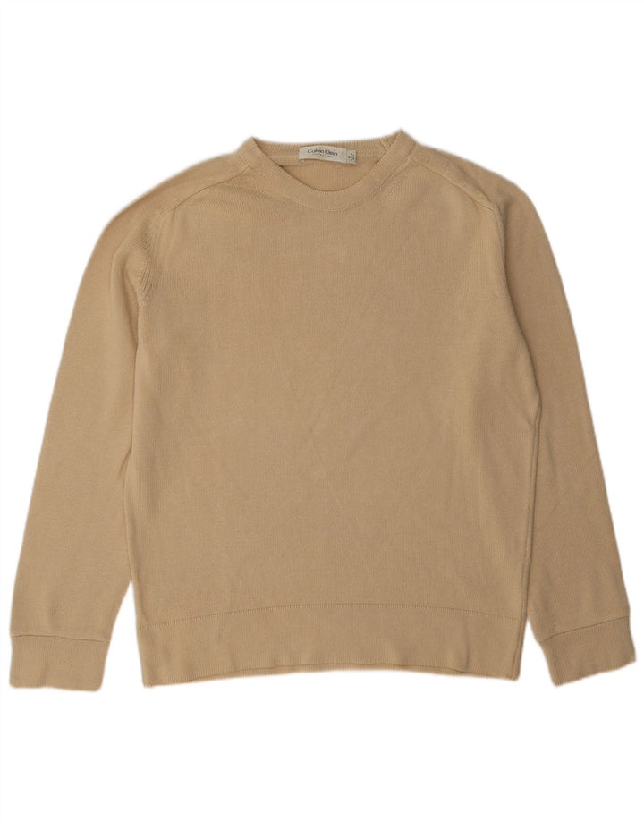 Damski sweter Calvin Klein o regularnym kroju z okrągłym dekoltem, UK 12, średni beż