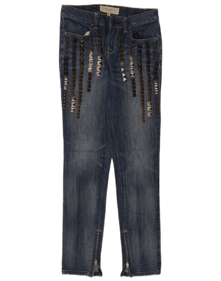 KAREN MILLEN Damskie jeansy typu slim w trudnej sytuacji UK 8 Small W28 L29 Niebieskie