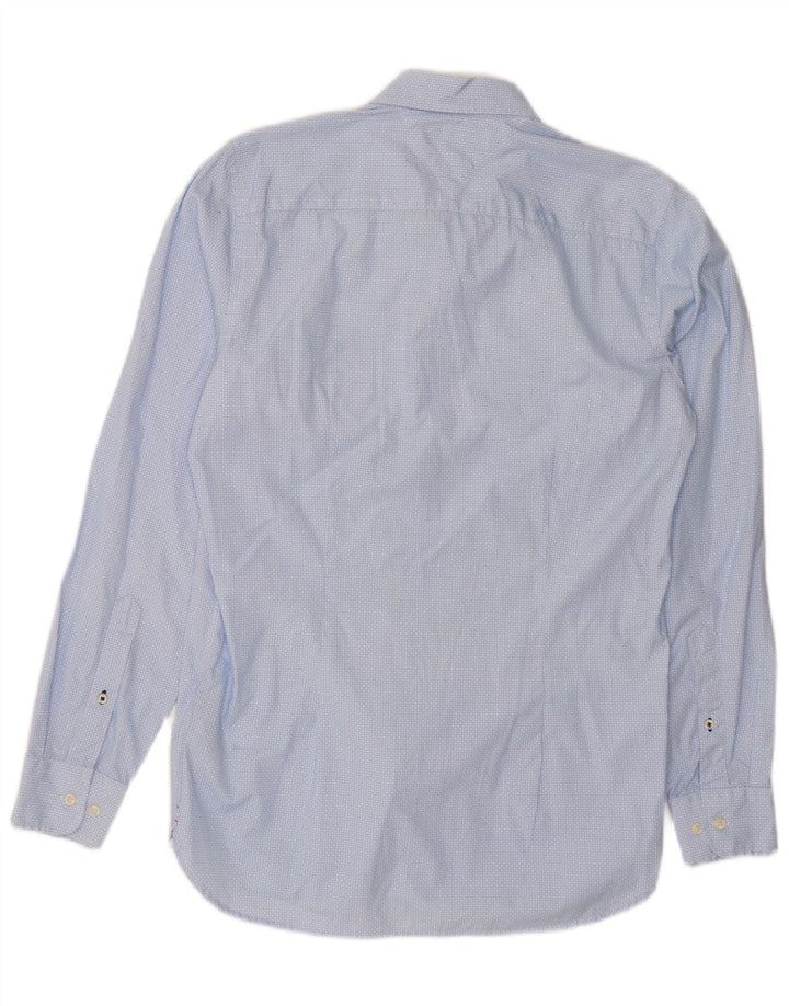 TOMMY HILFIGER Mens Abstract Pattern Slim Fit Shirt Medium Blue Cotton