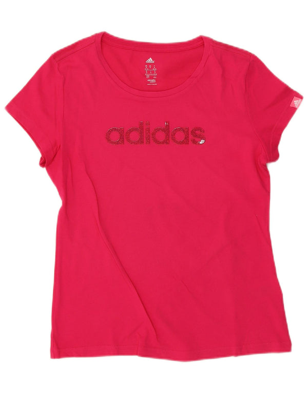 Damska koszulka Adidas Climalite Graphic Top UK 12/14 Średnioróżowa bawełna