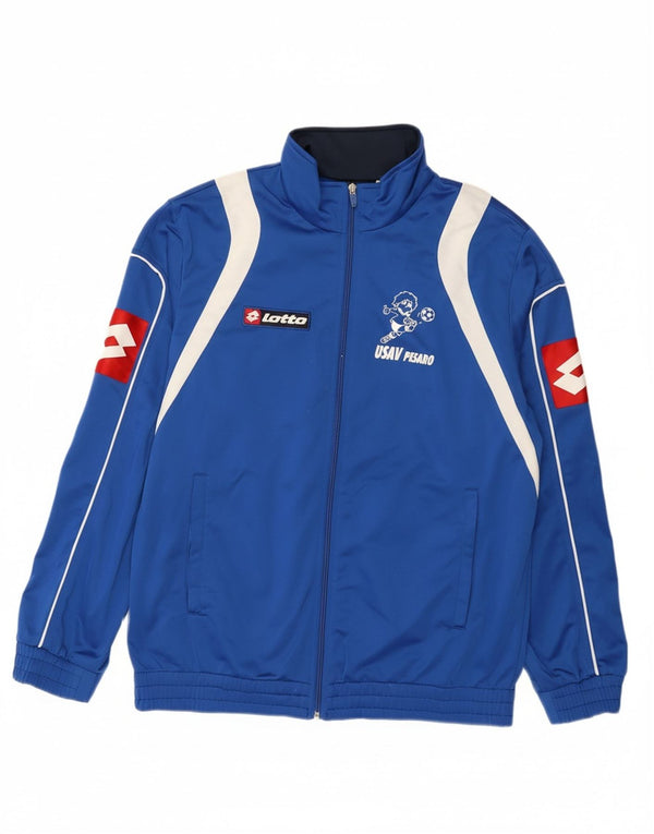 Męska kurtka dresowa Lotto z grafiką, duży niebieski poliester z blokami kolorów