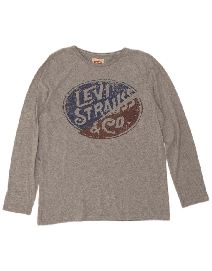 Chłopięcy top z grafiką Levi's z długim rękawem 15-16 lat, szara bawełna