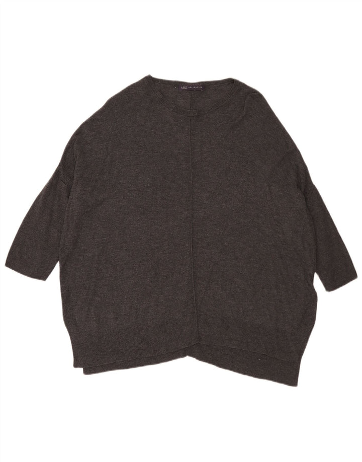 Marks & Spencer Damski sweter z rękawem 3/4 i dekoltem w łódkę UK 12 Medium Gre