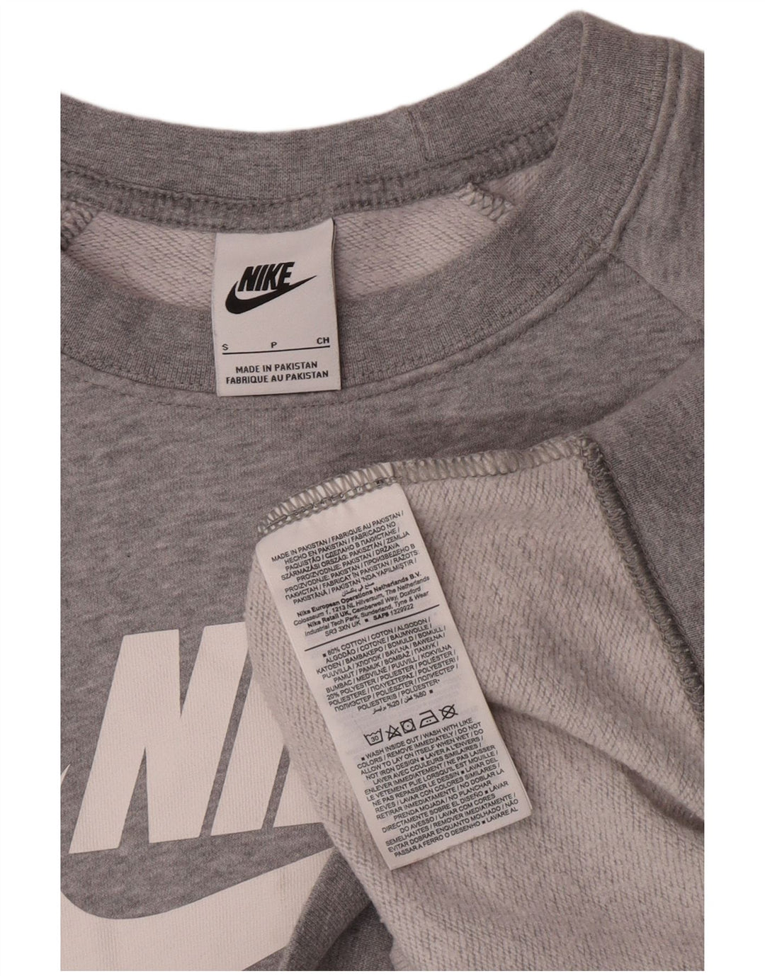 Damska bluza z grafiką Nike, UK 10, mała, szara, nakrapiana bawełna